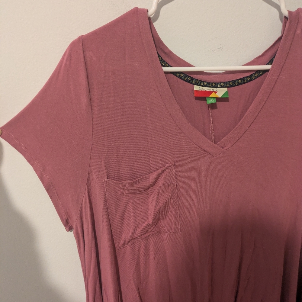 ModCloth Fervour A Crush on Casual Rose Pink Short Sleeve V-Neck Tunic Size 1X - Picture 4 of 13